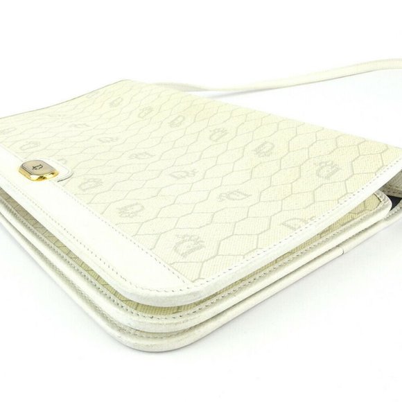 DIOR shoulder bag Honeycomb white gray gray PVC ~ leather Auth USED T18191 - Picture 8 of 8